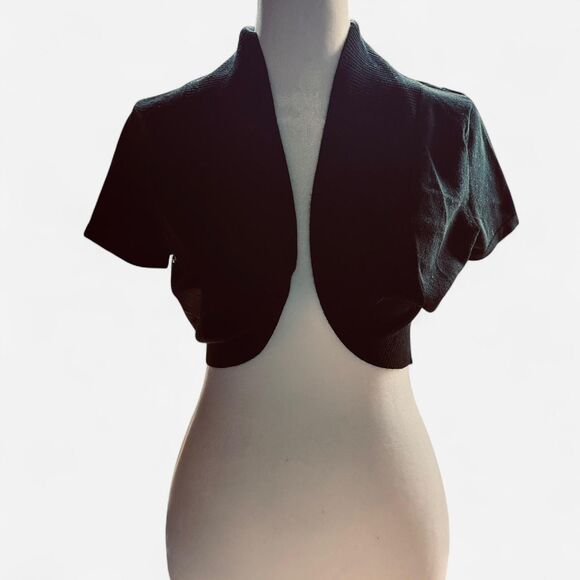 Dressbarn Vintage Crop with Lace on Back Women's Black Cardigan Size Medium, - Picture 1 of 6